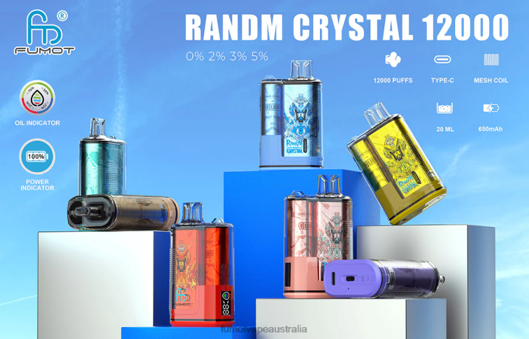 Fumot Discount Code - Fumot Crystal 20ML 12000 Disposable Vape Box (1 Piece) 08L04276 Rainbow Candy
