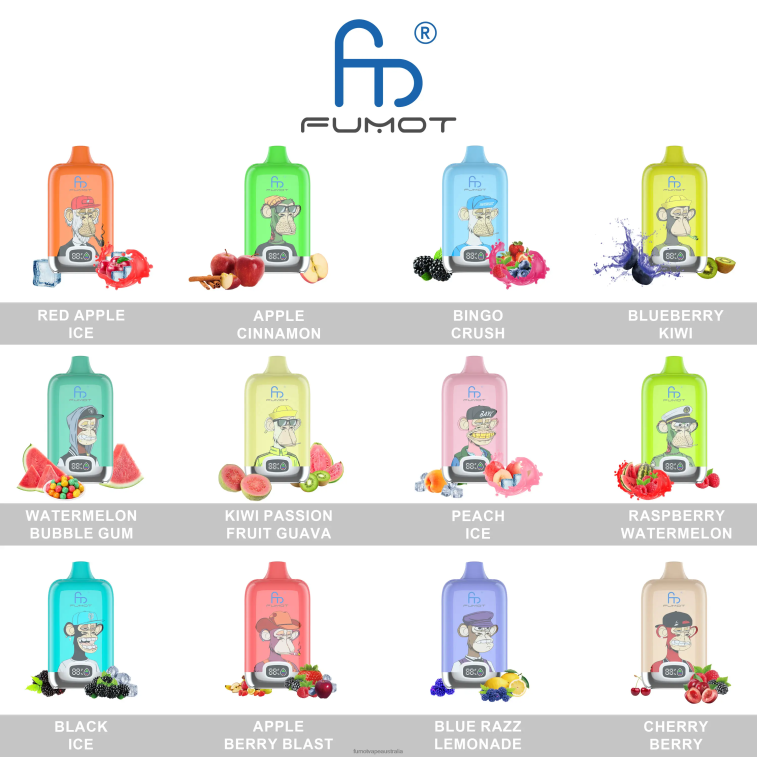 Fumot Vape Flavors - Fumot Digital Box 12000 Disposable Vape Pod - 20ML (1 Piece) 08L04119 Blueberry Kiwi