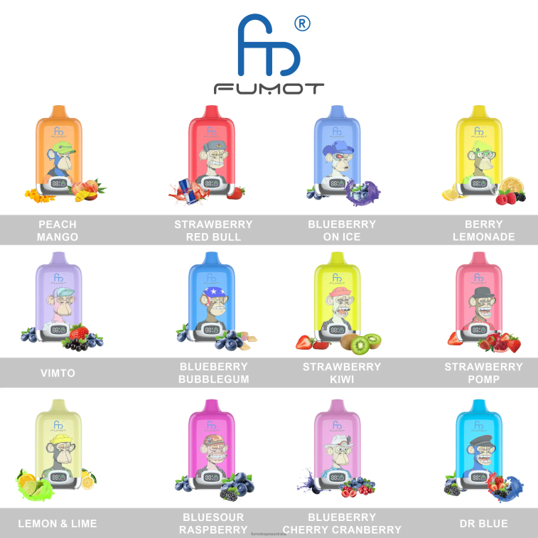 Fumot Vape Flavors - Fumot Digital Box Disposable Vape Pod 12000 - 20ML (1 Piece) 08L04149 Strawberry Ice