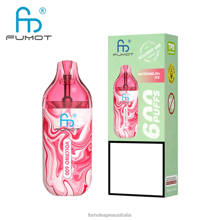 Fumot Vape Shop - Fumot Volcano 600 TPD-Compliant Disposable Vape - 2ML (3 Pieces Set) 08L04300 Strawberry Watermelon