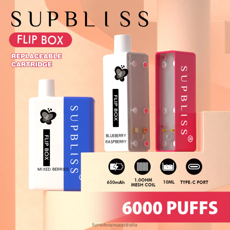 Fumot Vape Flavors - Fumot Supbliss Flip Box 6000 Replaceable Vape Kit - 10ML (1 Piece) 08L04339 Mixed Berries