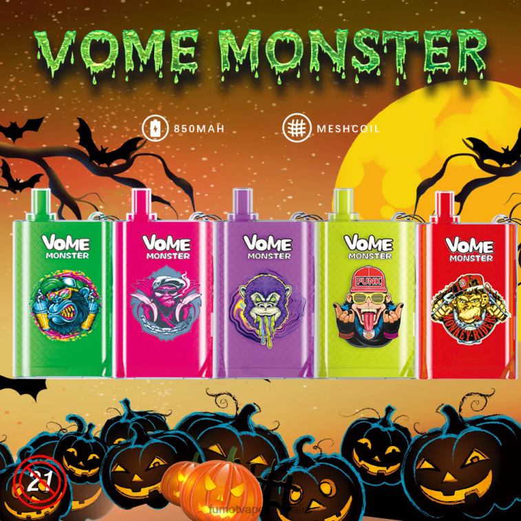 Fumot Vape Flavors - Fumot Vome Monster 10000 Disposable Vape Pod Device - 20ML (1 Piece) 08L04429 Grape Ice