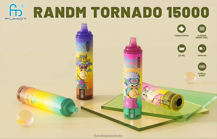 Fumot Vape Flavors - Fumot Tornado 15000 Disposable Vape 25ML (1 Piece) 08L04159 Banana Ice
