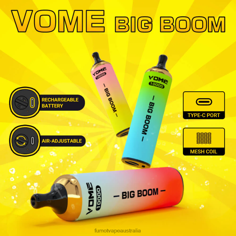 Fumot Vape Australia - Fumot Vome Big Boom Disposable Vape Pen 10000 - 20ML (1 Piece) 08L04442 Spear Mint